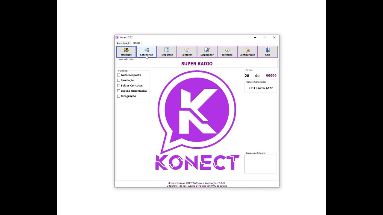 Utilizando o KONECT – Disparador automático de WhatsApp