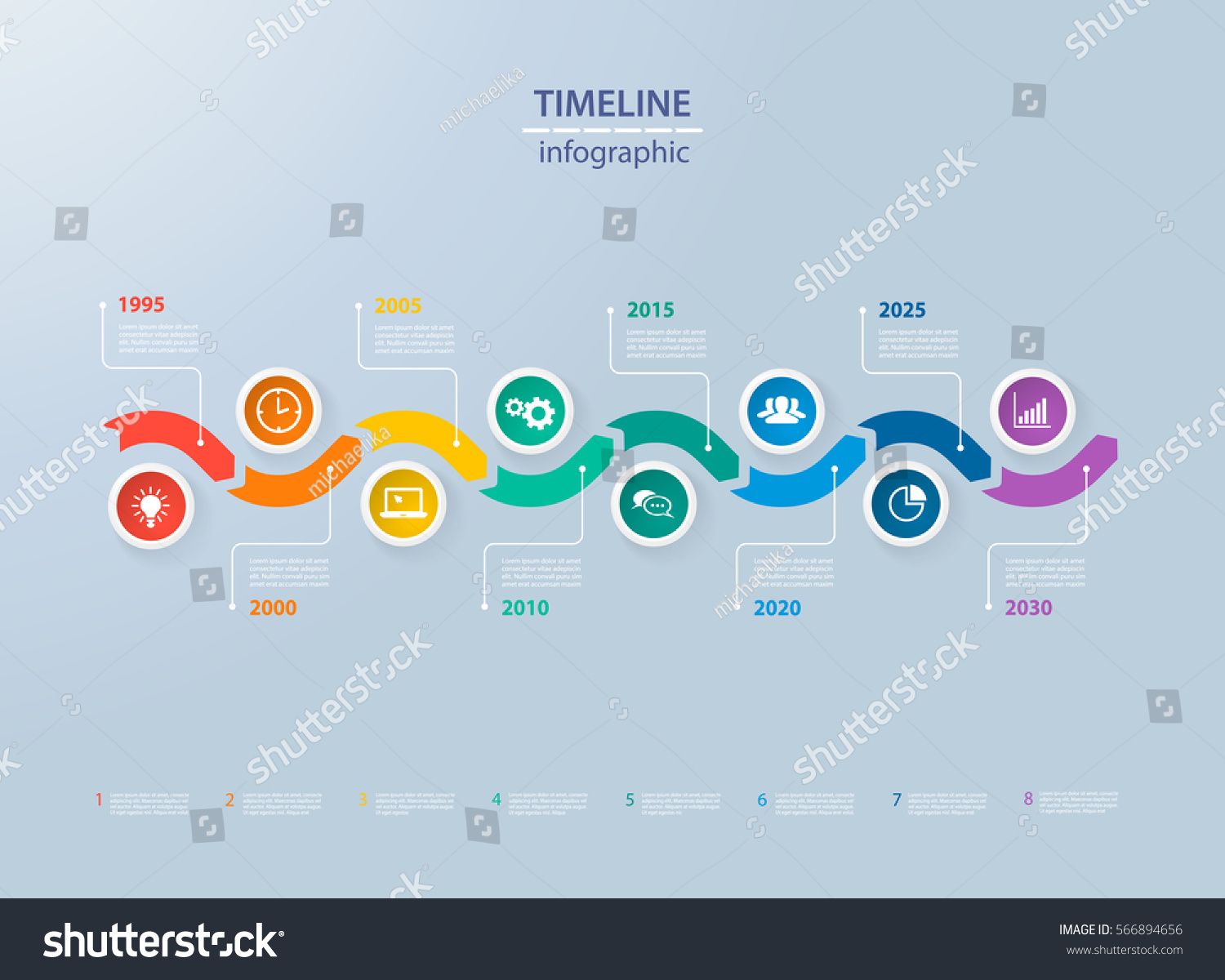 Infographics Timeline Template Realistic Colorful Circles Stock Vector (Royalty Free) 566894656 | Shutterstock