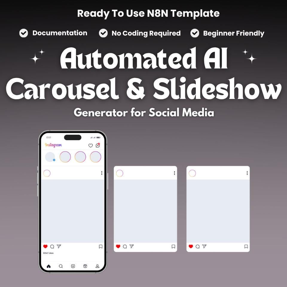 Automated AI Carousel & Slideshow Generator for Social Media | N8n Workflow | Post to Instagram, Tiktok, Twitter, Pinterest and More + PDF – Etsy